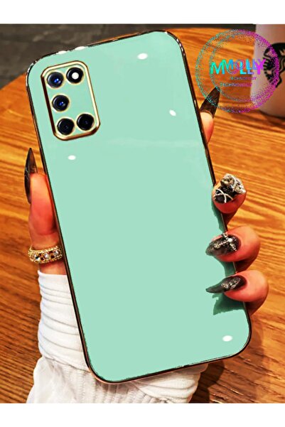 Molly Technology Oppo A72 İçin Su Yeşili Kenarları Gold Detaylı Lüks Silikon ...