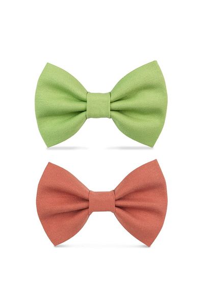 Lusi Doog Pistachio Green and Light Pink Dog Bow Tie Set of 2