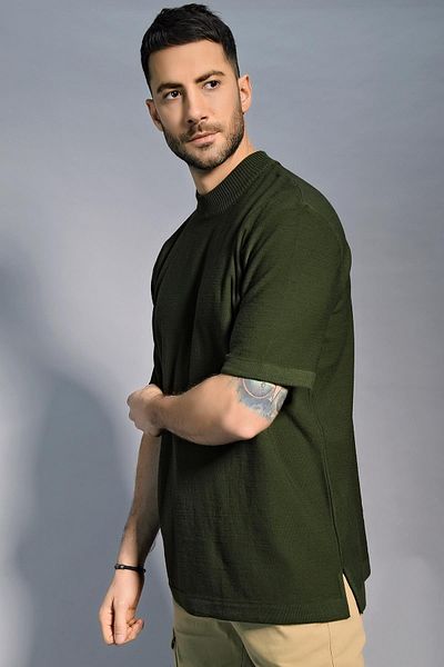 CHUBA Ανδρικό πλεκτό T-shirt Χακί 20w188