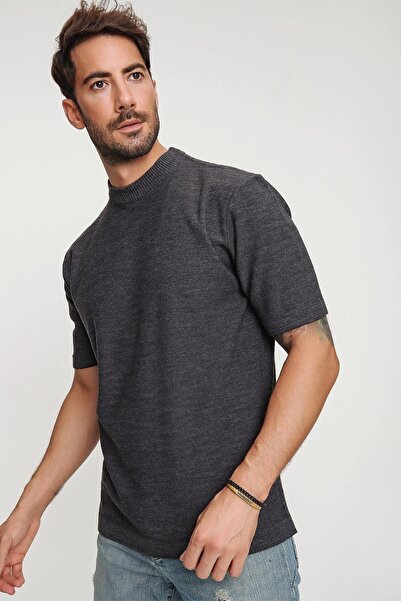 CHUBA Erkek Oversize Triko T-shirt Antrasit 20w188