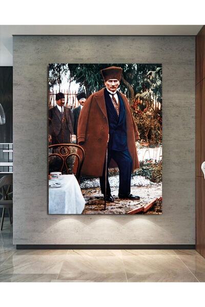 KanvasSepeti Pictură pe pânză pe pânză cu haină maro Ataturk