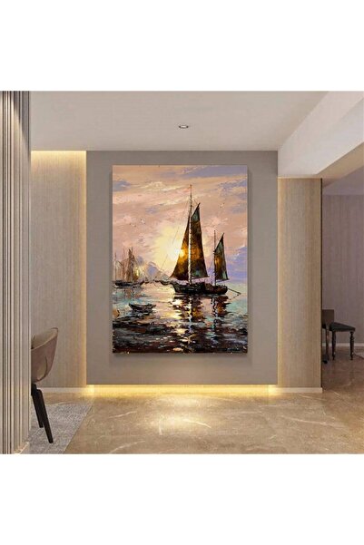 KanvasSepeti Slika uljem izgleda kao moderna slika na platnu sa brodom