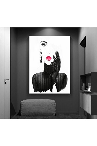 Tablo Deposu Tablou Smiley Canvas Femei Alb Negru