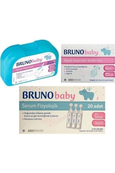 Bruno Baby Bruno Serum Fizyolojik 20 Flakon + Nazal Aspiratör Yedek Uç + Naza...