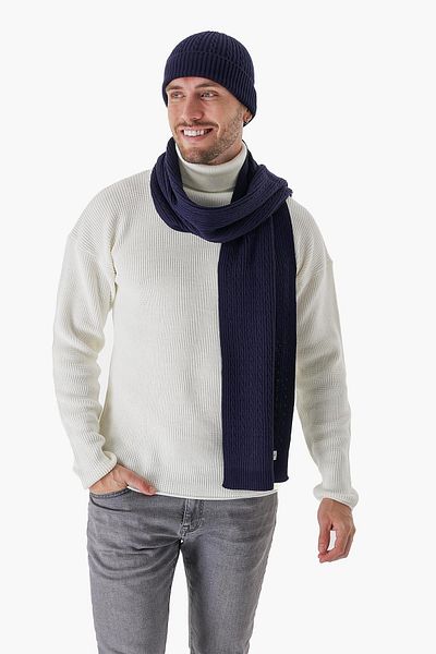 CHUBA Men's Hair Braid Scarf Beanie Set Navy Blue 23w501