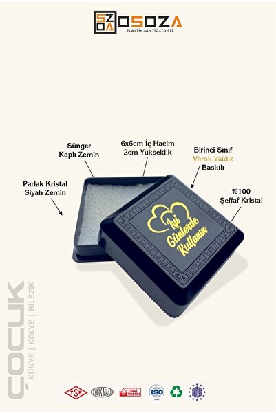 Plastik Çocuk Bileziği Kutusu (siyah) 50'li Paket