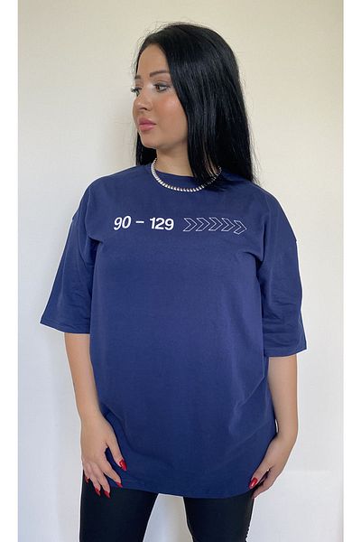 Butik Nilyam Large Size Women's T-Shirt 21020 Navy Blue