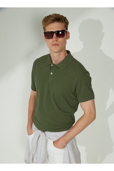 ALTINYILDIZ CLASSICS Ανδρικό μπλουζάκι Altınyıldız Classics Polo Neck Khaki 4A9000000001