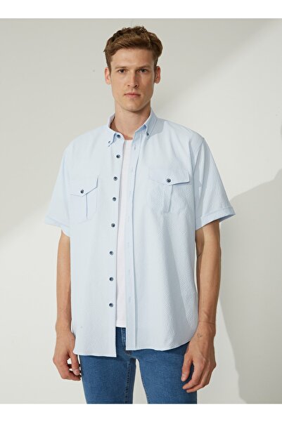 ALTINYILDIZ CLASSICS Altınyıldız Classics Mavi Erkek Kısa Kollu Gömlek 4A2023200101