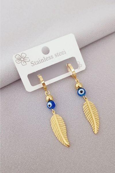 Çılgıntrend Steel beaded leaf earrings