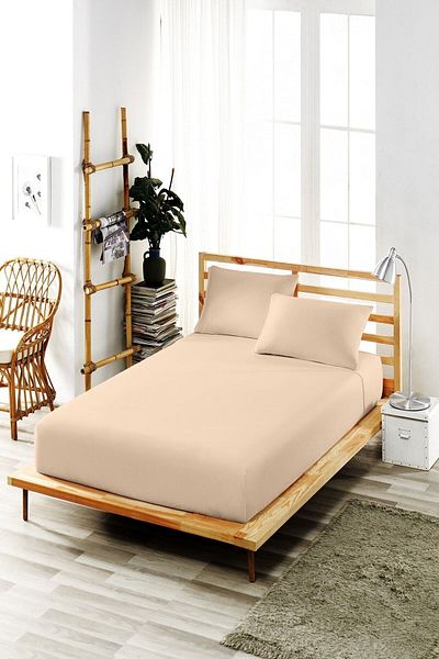 ELY PARKER 200x200 Easy-Iron Elastic Sheet Set High Beds - Beige