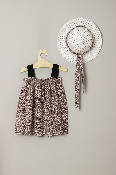 ADABEBEK Ribbon Bow Leopard Dress