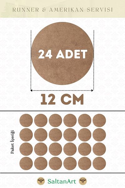 SaltanArt 12 εκ. Διάμετρος 24 τμχ Φόρτες American Service Runner MDF Drolit Magnet Six Ξύλο 3 χιλιοστά (2,7 χιλιοστά) Πάχος