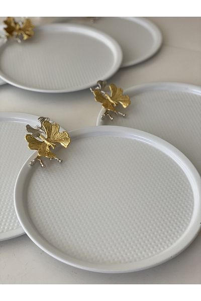 Elzemm store Stylish White Color 6 Piece Butterfly Accessory Presentation Tray Luxury Presentation