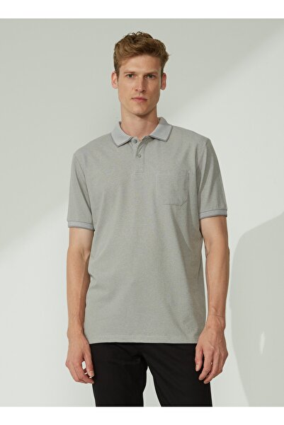 ALTINYILDIZ CLASSICS Altınyıldız Classics Gray - White Men's Polo T-Shirt 4A9000000004