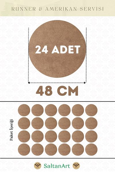SaltanArt 48 εκ. Διάμετρος 24 ΤΕΜ Φόρτες American Service Runner MDF Drolit Magnet Έξι Ξύλο 3 χιλιοστά (2,7 χιλιοστά) Πάχος