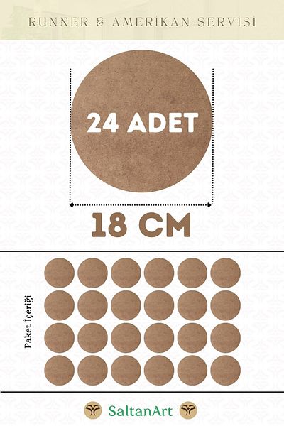 SaltanArt 18 εκ. Διάμετρος 24 τμχ Φόρτες American Service Runner MDF Drolit Magnet Έξι Ξύλο 3 χιλιοστά (2,7 χιλιοστά) Πάχος