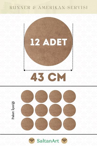 SaltanArt 43 εκ. Διάμετρος 12 τμχ Φόρτες American Service Runner MDF Drolit Magnet Six Ξύλο 3 χιλιοστά (2,7 χιλιοστά) Πάχος