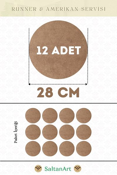 SaltanArt 28 εκ. Διάμετρος 12 τμχ Φόρτες American Service Runner MDF Drolit Magnet Six Ξύλο 3 χιλιοστά (2,7 χιλιοστά) Πάχος