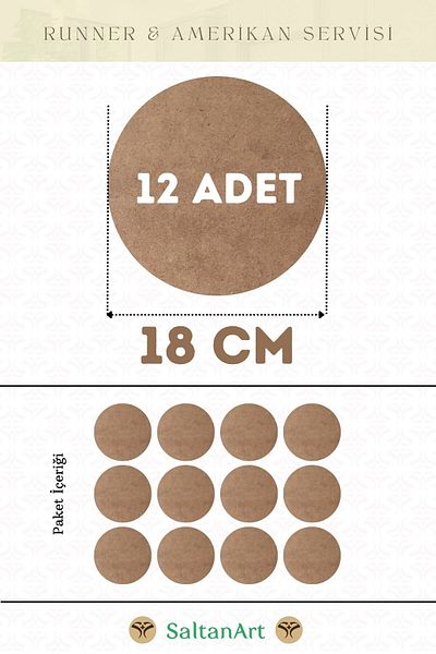 SaltanArt 18 εκ. Διάμετρος 12 τμχ Φόρτες American Service Runner MDF Drolit Magnet Six Ξύλο 3 χιλιοστά (2,7 χιλιοστά) Πάχος