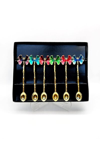 ÖzcamKristal 6 Kişilik Karışık Renk Lüks Çay Kaşığı