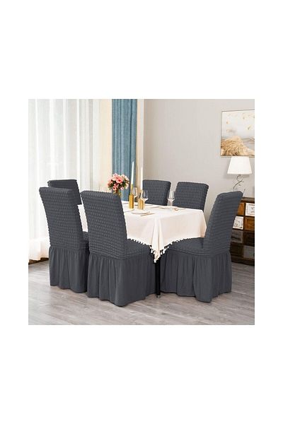Bright Home Κάλυμμα καρέκλας Brighthome crinkle SKIRT, ελαστικό, εύκαμπτο κάλυμμα καρέκλας 6τμχ