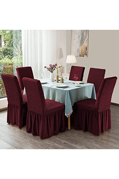 Bright Home غطاء كرسي برايت هوم مع تنورة، مطاط، غطاء كرسي مرن 6 قطع