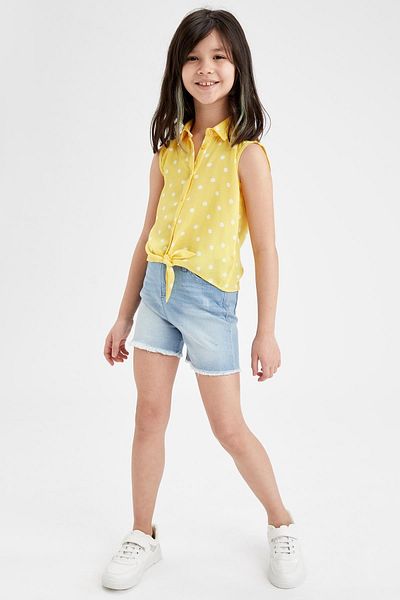 DeFacto Girl's Polka Dot Tied Sleeveless Shirt