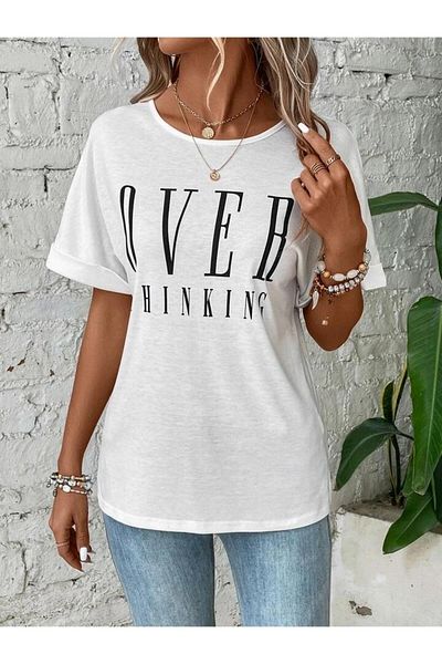 AFROGİYİM Γυναικείο μπλουζάκι Oversize με στάμπα Oversize