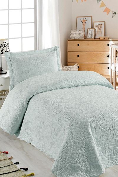 Örtüm Ivy Light Green Single Microfiber Quilted Bedspread
