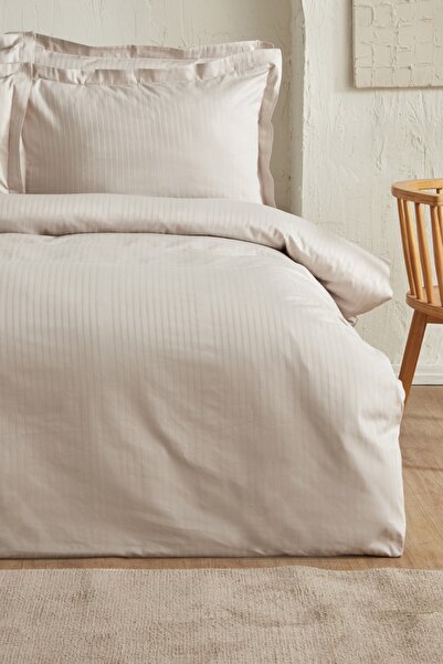Karaca Home Uniq 100% Cotton Satin Double Duvet Cover Set Stone
