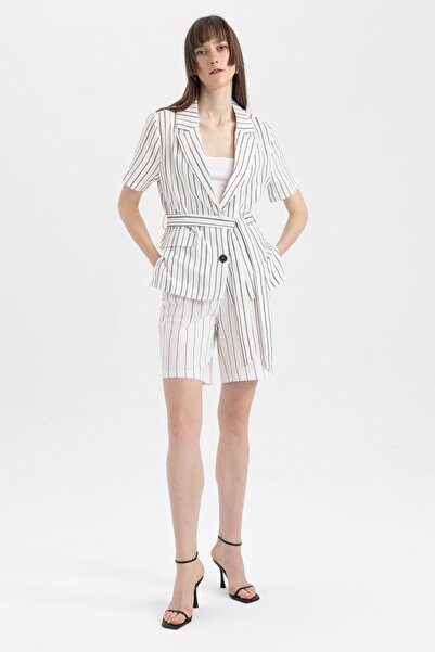 DeFacto Papírová taška s vysokým pasem, pruhované bermudy