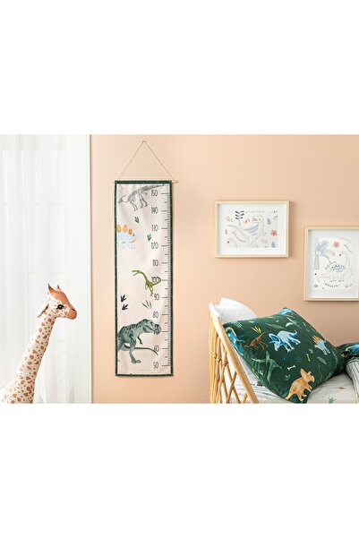English Home Beige Colored Dinosaurs World Children's Height Measurement with Hanger