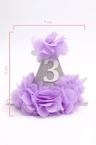 Le Mabelle 3 Year Old Funnel Birthday Crown - Lilac