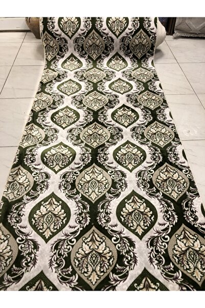 Sarar Jel Kaymaz Taban Yıkanabilir Yumuşak Yüzey Kesme Yolluk Üst Kalite Yeşil Osmanlı Klasik Desen