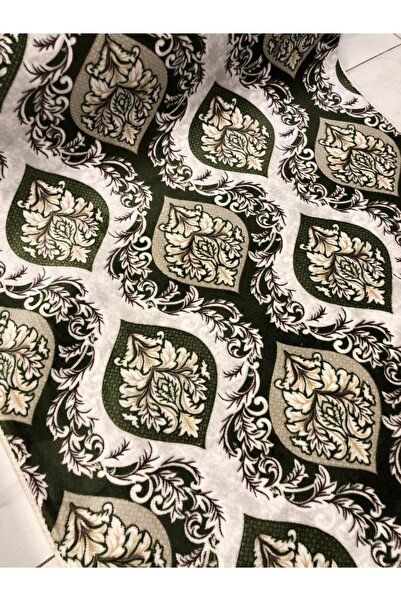 Sarar Jel Kaymaz Taban Yıkanabilir Yumuşak Yüzey Kesme Yolluk Üst Kalite Yeşil Osmanlı Klasik Desen