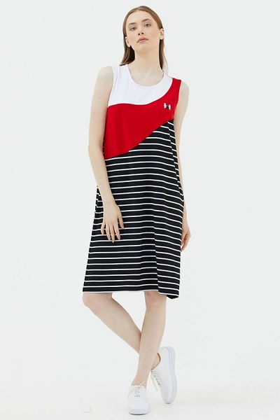 Sementa Thick Strap Striped Dress - Black