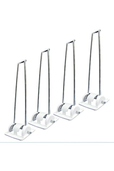 panayır 4 Pieces 21 Cm Size Chrome Steel Floor Table Laptop Table Legs with Plastic Apparatus