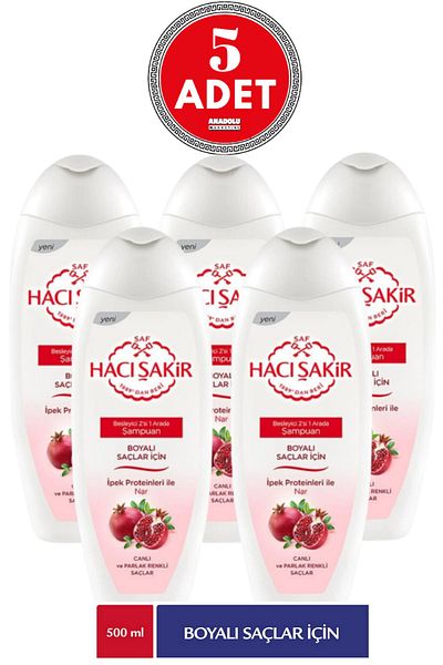 Hacı Şakir Pomegranate Dyed 500 Ml 5 Pieces - Shampoo Dyed for Hair