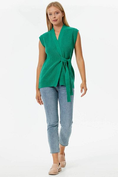 Sementa Wool Knitwear Vest - Green with Self Belt