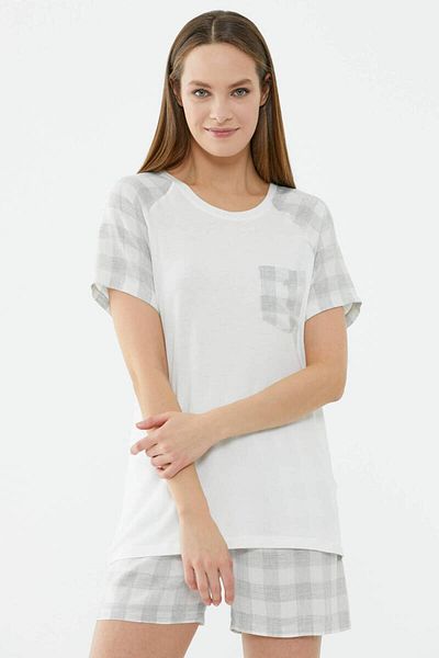 Sementa Plaid Pattern Shorts Set - Ecru