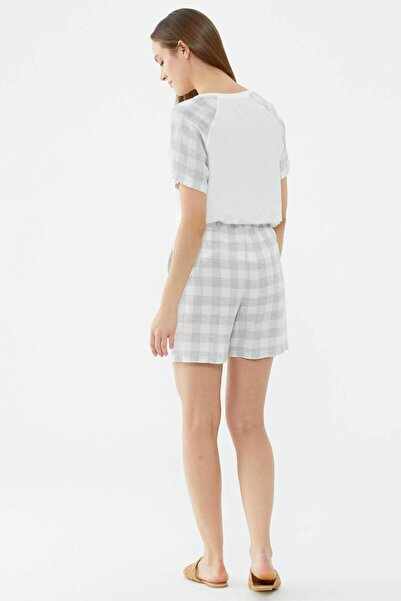Sementa Plaid Pattern Shorts Set - Ecru
