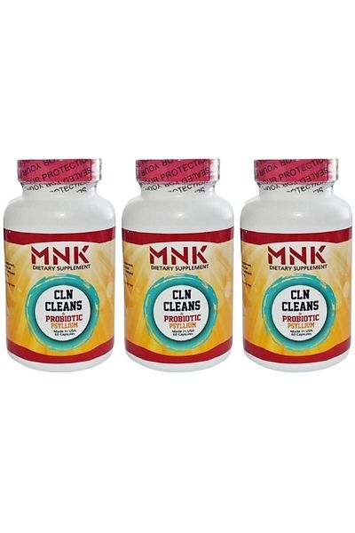 Mnk Cln Probiotic Psyllium - 3x60 Capsules, Flax Seed Marshmallow Slippery Elm Peppemi, Probiotic Cleansing