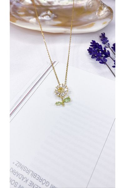 ZEY Women's Steel Daisy Necklace