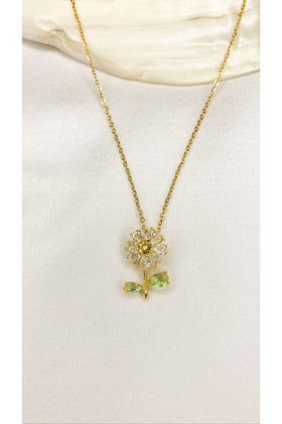 ZEY Women's Steel Daisy Necklace