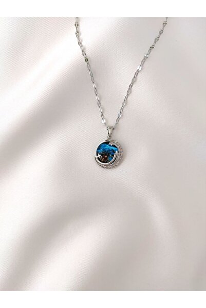 Evorya قلادة نسائية من الفولاذ المقاوم للصدأ 316l بحجر الزركون الذهبي والهلال...