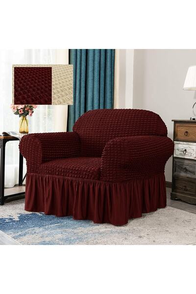 Bright Home Fotoliu simplu din pânză de pânză Brighthome - Husă pentru fotoliu elastică, flexibilă și cu fuste