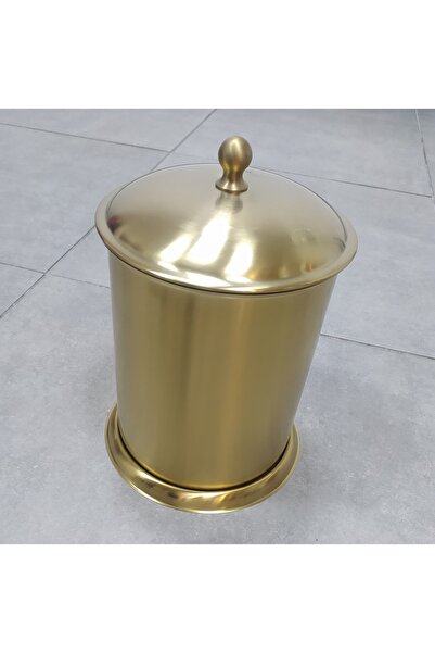 banyosepeti Gold Trash Can Antique Trash Can for Kitchen Bathroom Durable Tra...