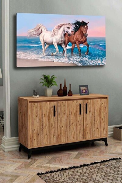 HDART Kanvas Duvar Tablosu At Temalı Dekoratif Tablo Polyester Kumaş
