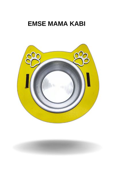 EMSE Luxury Wooden Steel Cat Dog Food Water Bowl